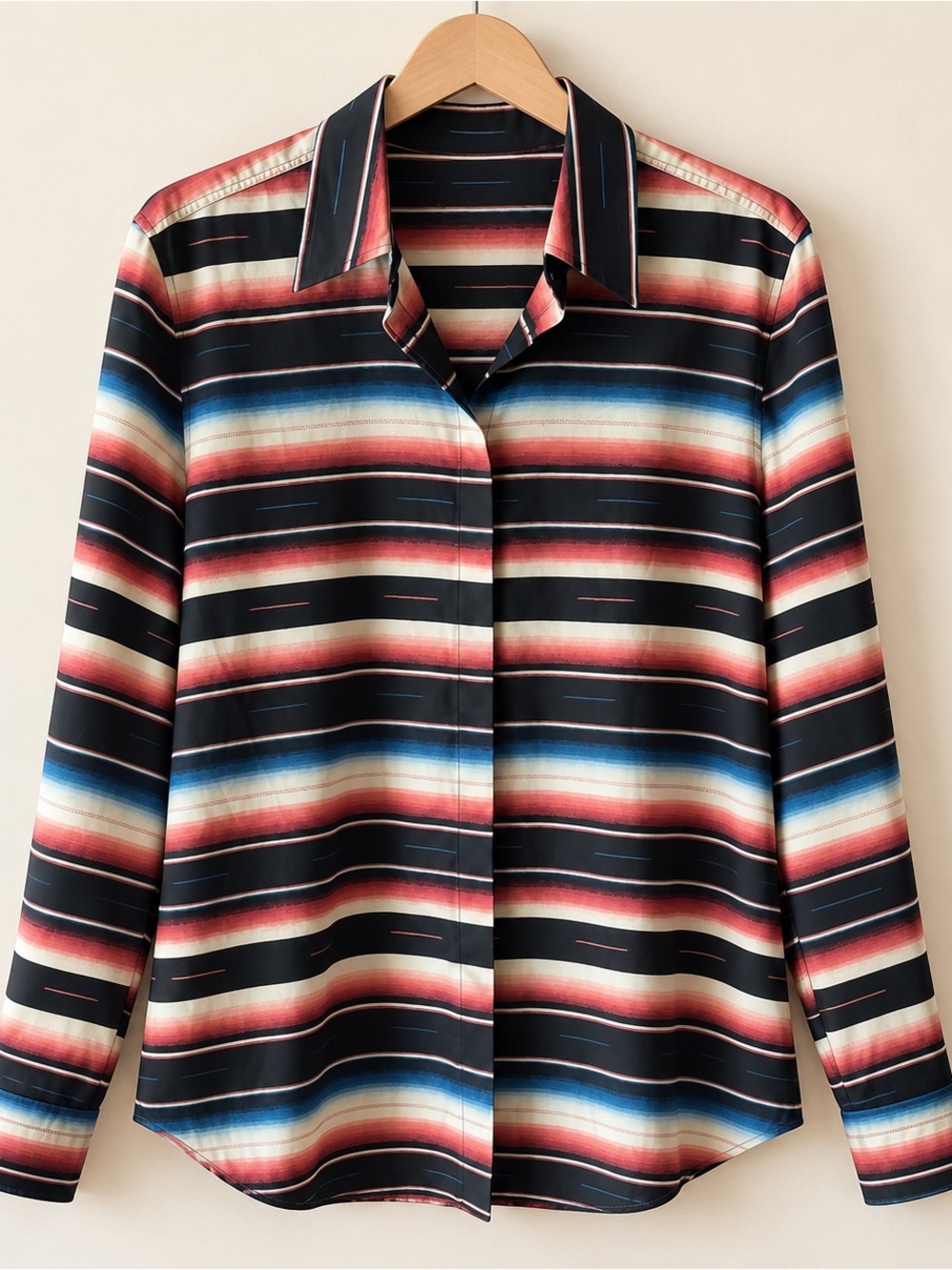 Lauren Ralph Lauren Southwestern Serape-Stripe Southwestern Top EUC L #1113